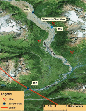 Map of test sites for Alaska Fish and Game fish study.