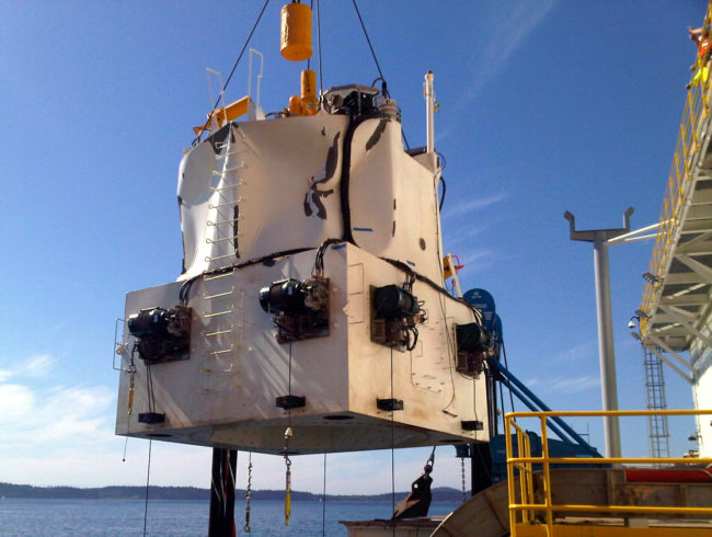 BSEE photo of damaged containment dome on board the Arctic Challenger in Sept. 2012