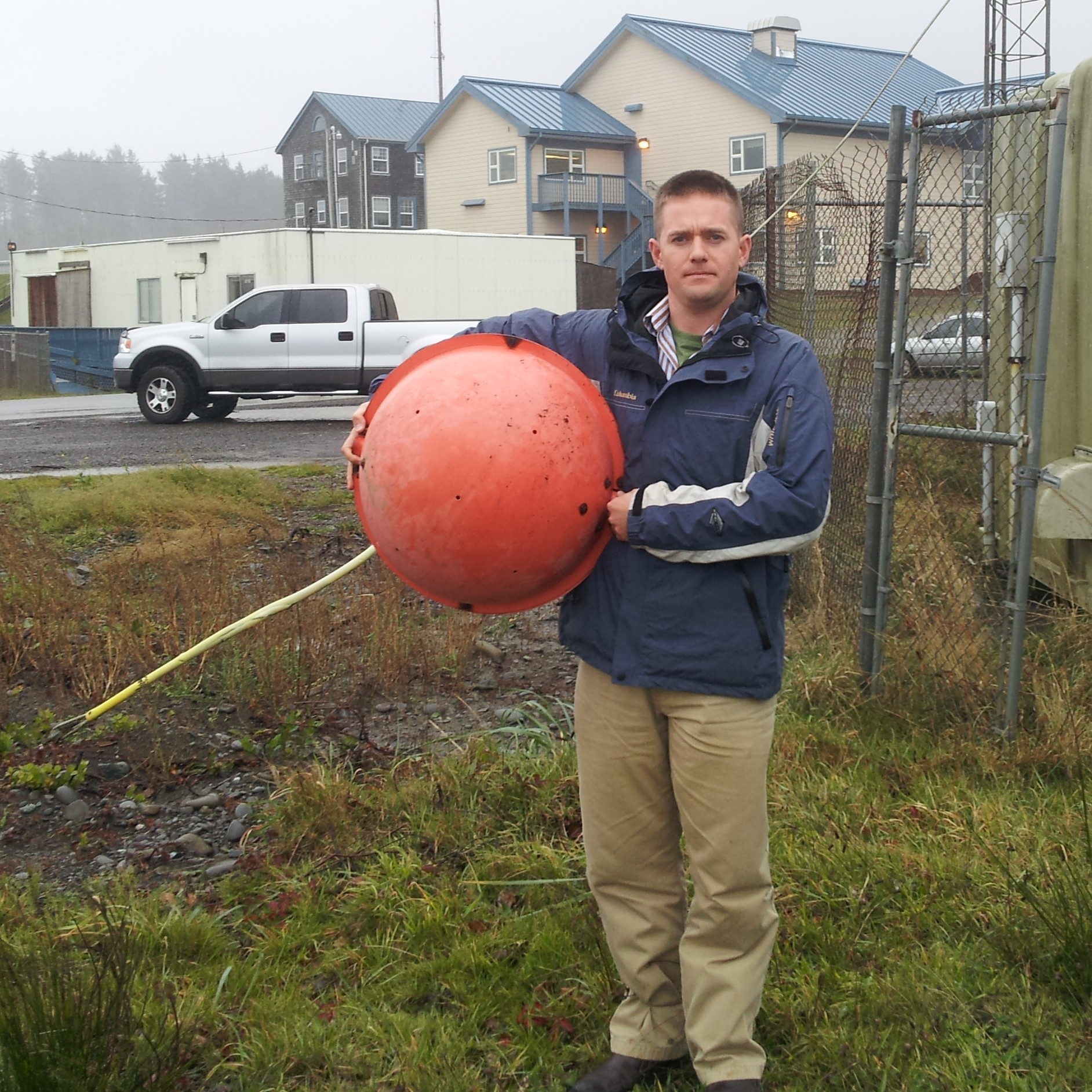 Lt. Lance Leone with wire ball