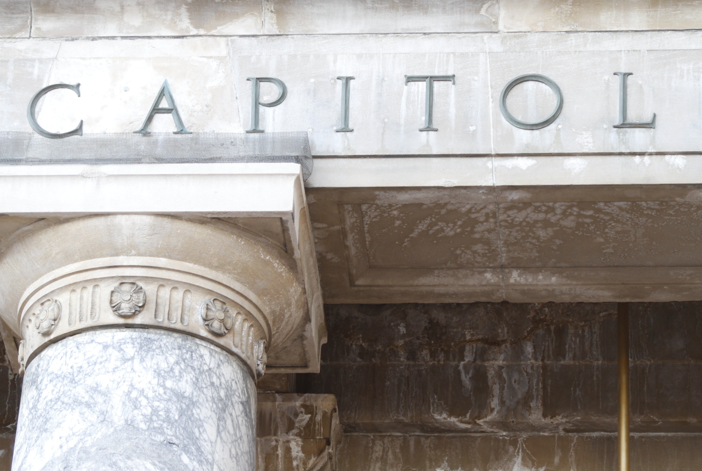 An example of weathering on the portico at the entrance of the Alaska State Capitol Building. (Photo Annie Bartholomew/KTOO)