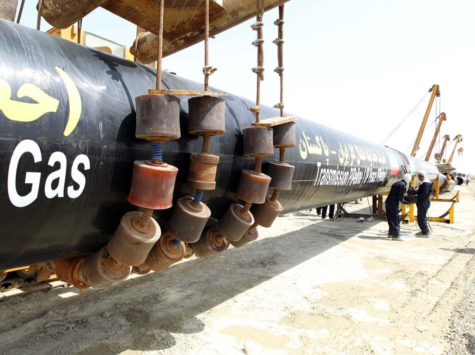 Pakistan pipeline Iranians work on a section of the pipeline on Monday. Atta Kenare/AFP/Getty Images