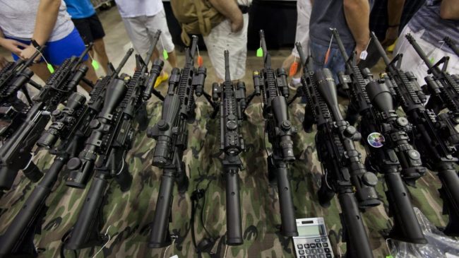 Guns on display at a show in Chantilly, Va., in July 2012. Jim Lo Scalzo /EPA /Landov