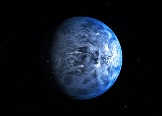 This illustration shows HD 189733b, a huge gas giant that orbits very close to its host star HD 189733