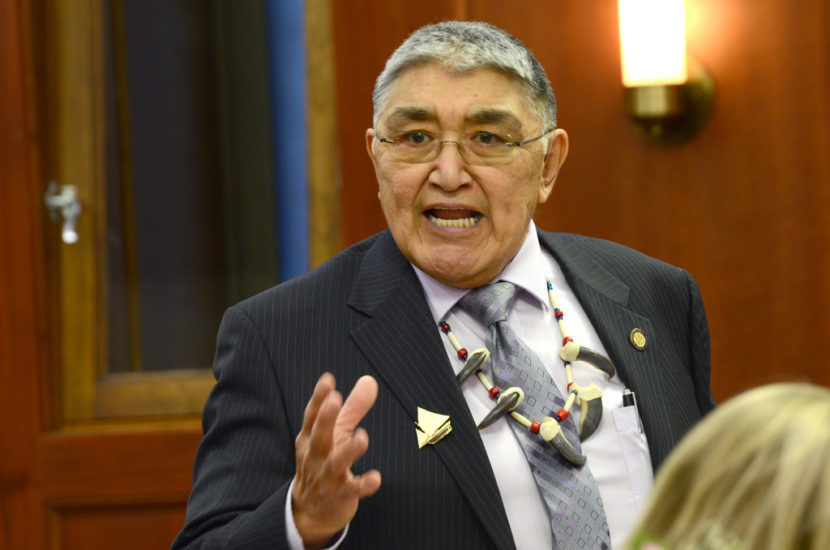 Rep. Benjamin Nageak speaks on the House floor, Jan. 21, 2014. (Photo by Skip Gray/Gavel Alaska)