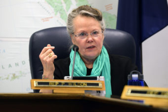 Rep. Peggy Wilson speaks during a House Resources Committee meeting during the 28th Alaska Legislature, March 17, 2014. (Photo by Skip Gray/Gavel Alaska)