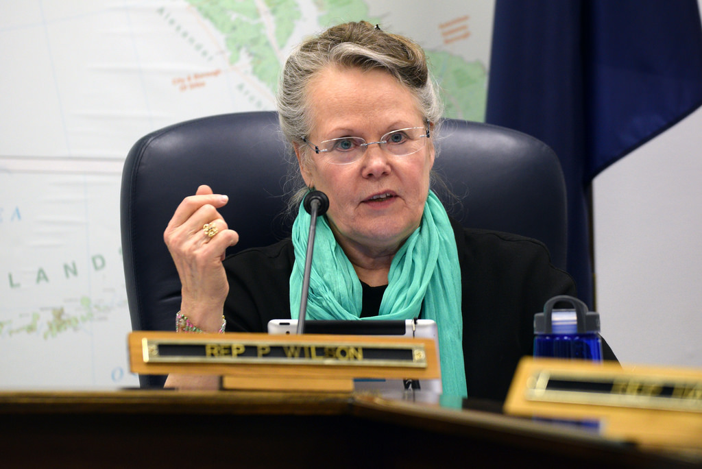 Rep. Peggy Wilson speaks during a House Resources Committee meeting during the 28th Alaska Legislature, March 17, 2014. (Photo by Skip Gray/Gavel Alaska)