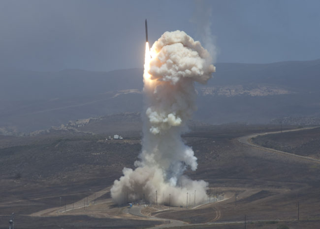  The Missile Defense Agency's Flight Test 06b Ground-Based Interceptor launches from Vandenberg Air Force Base, Calif. on June 22, 2014. (Photo courtesy U.S. Missile Defense Agency)