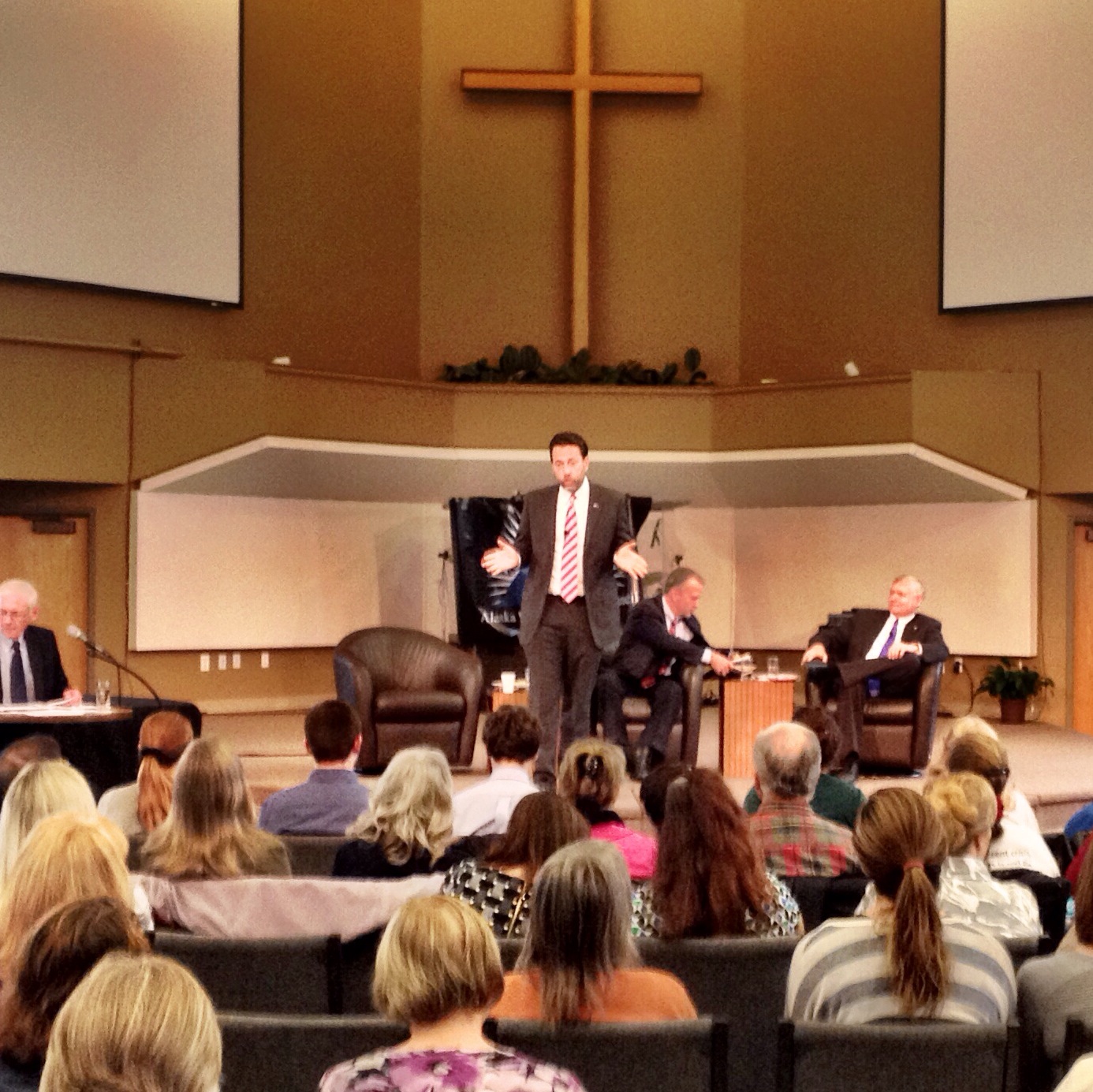 Republican Senate candidates debate social issues at Community Covenant Church. (Photo by Liz Ruskin/APRN)