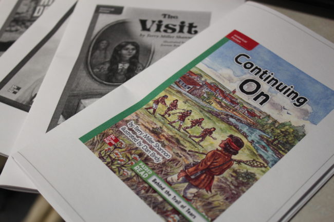 The Juneau School District made copies of the controversial texts available for public review. (Photo by Lisa Phu/KTOO)