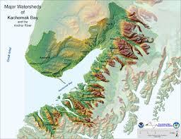 Topographical map of Kachemak Bay (Courtesy NOAA)