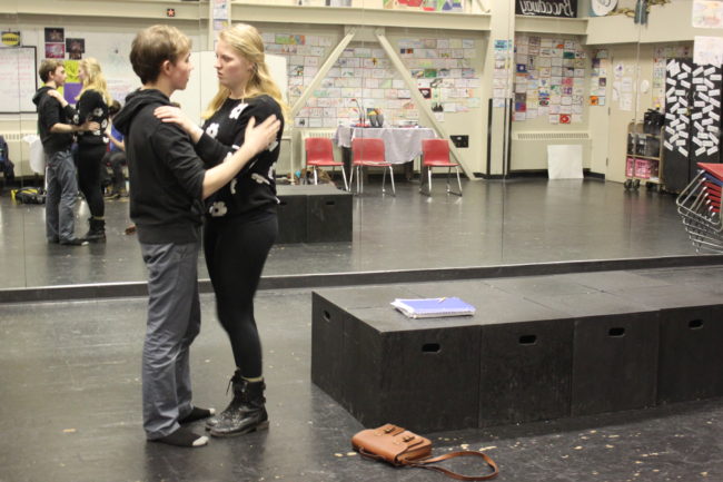Juneau-Douglas High School seniors Robert Newman and Brita Fagerstrom star in the play "Hush." (Photo by Lisa Phu/KTOO)