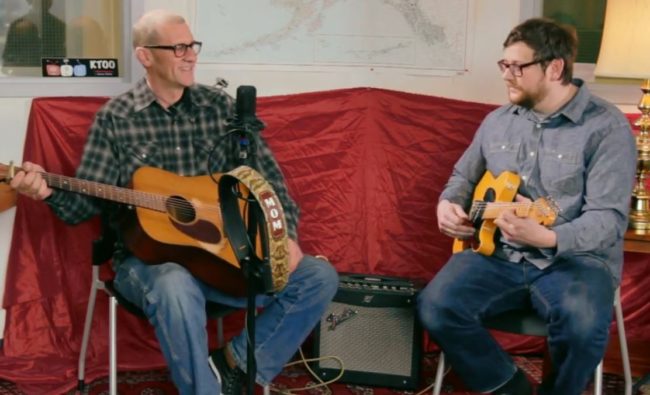 Sean Tracey and Nate May played live for KTOO staff on Friday, April 10, 2015.