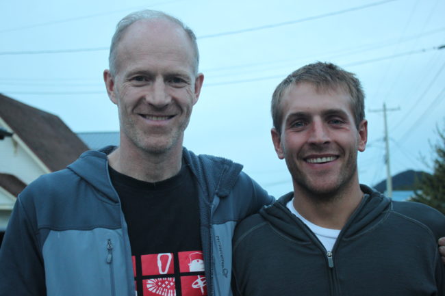 Børge Ousland and Vincent Colliard in Juneau a couple nights before departing for the Stikine Icefield. (Photo by Lisa Phu/KTOO)