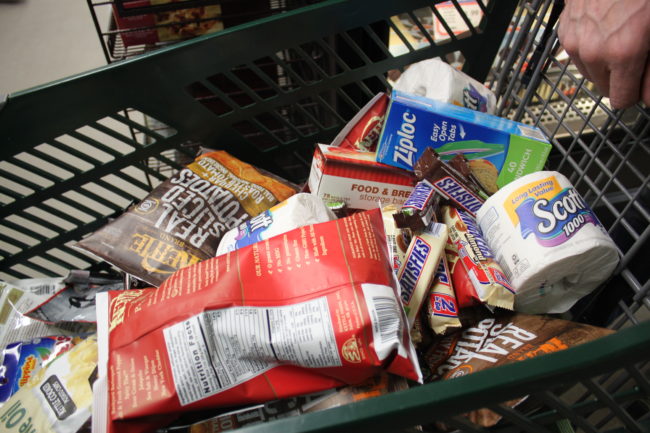 Borge Ousland's shopping cart. (Photo by Lisa Phu/KTOO)