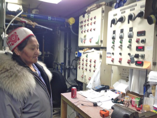 Kivalina City Manager Janet Mitchell says the city’s long-time water plant operator is the only person who knows all the weak points, quirks, and band-aid fixes at the plant. “If he leaves,” said Mitchell, “I quit. It’ll be just hopeless.” (Photo by Joaqlin Estus/KNBA)