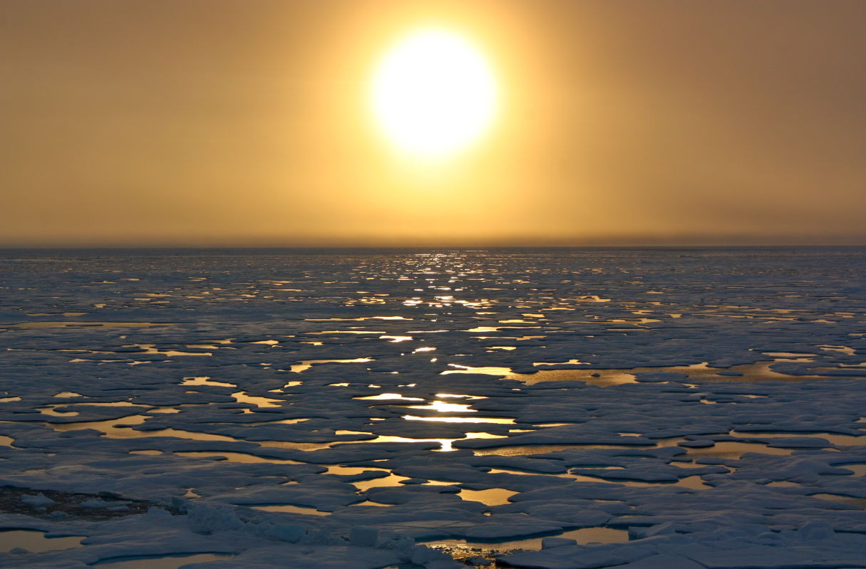 Arctic waters seen from the U.S. Coast Guard Cutter Healy. (Photo courtesy NASA Goddard Center)