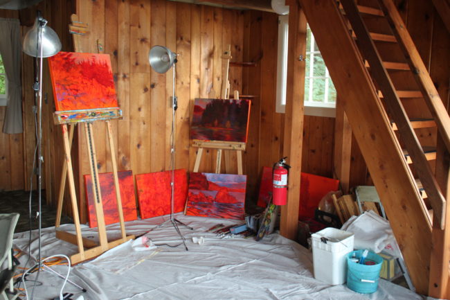 Baltuck says she'll leave an easel for other artists this summer. (Photo by Lisa Phu/KTOO)