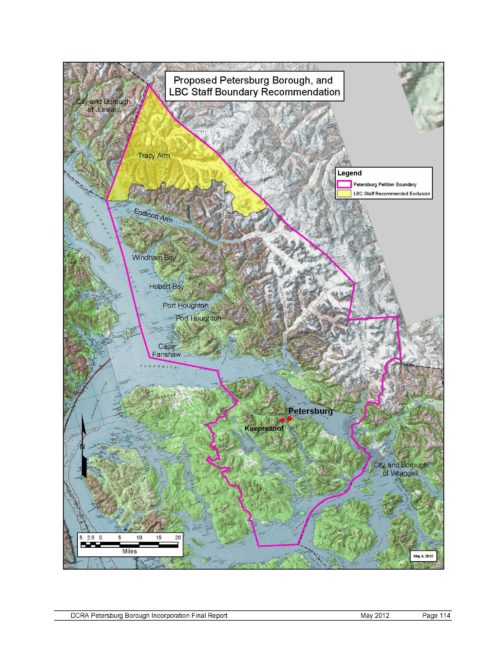 The Local Boundary Commission cut about 500 square miles of contested land from Petersburg's annexation request. 