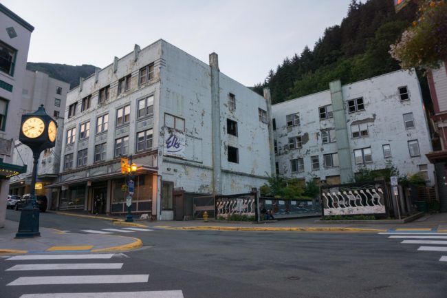 The derelict Gastineau Apartments, July 21, 2015. (Photo by Jeremy Hsieh/KTOO)