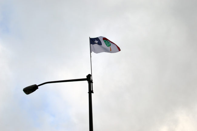 The Mississippi Magnolia flag flies on Egan Drive, in downtown Juneau. (Lakeidra Chavis/KTOO)