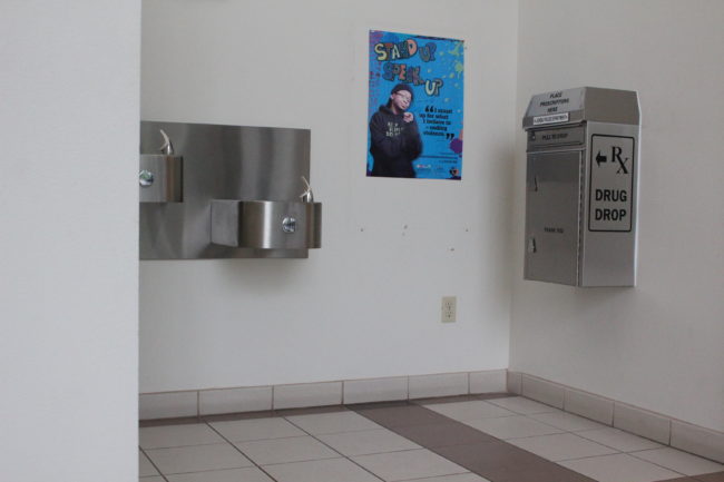 The RX Drug Drop is located in the lobby of the Juneau Police Department. Prescription medication is welcome. Needles and liquids are not. (Photo by Elizabeth Jenkins/KTOO) 