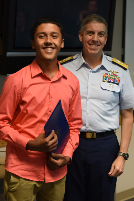 Jose Vasquez and U.S. Coast Guard Rear Admiral Dan Abel on Thursday. (Photo courtesy U.S. Coast Guard Alaska)