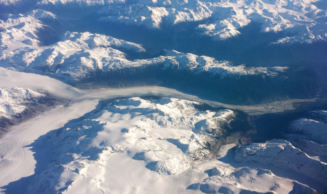 The area around the confluence of the Silverthrone and Klinaklini Glaciers in southwestern British Columbia provides a glimpse into how the terrain traveled by Native Americans in Pleistocene times may have appeared. David J. Meltzer/Science