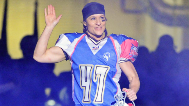 Jennifer Welter, who played in a Texas Revolution game as a running back in 2014, will help coach the linebacker corps for the Arizona Cardinals this summer. Michael Prengler/CSM
