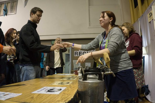 The Haines Brewing Company booth at Capital Brewfest 2015. (Photo by Jeremy Hsieh/KTOO)