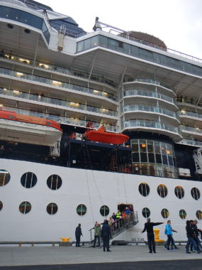 The Celebrity Millennium and another smaller cruise ship doubled Unalaska's population for a day when about 3,800 people disembarked from the vessels. (Photo by John Ryan/KUCB)