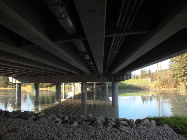 New Brotherhood Bridge is more than double the width of the old bridge. (Photo by Matt Miller/KTOO)