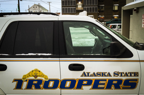 An Alaska State Trooper cruiser parked on Nome’s Front Street in January 2015. (Photo by Matthew F. Smith/KNOM)