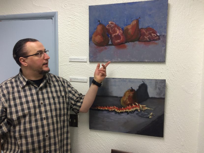 Jacob Higgins with "Red Pears and Pork Hearts"