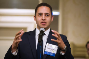 Mayor Svante Myrick of Ithaca, N.Y., says having a supervised facility for heroin users would reduce the toll on the community. Cliff Owen/AP