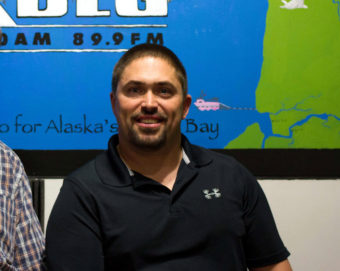 Cody McCanna, longtime SWRSD educator and Koliganek Principal, stopped by KDLG studios for a sports show in 2013. (KDLG photo)