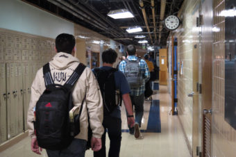 Students walk the halls in a Kutztown area high school. Melissa Block/NPR