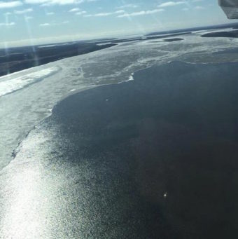 The river is clear below Napaskiak on Sunday. (Photo courtesy of BSAR)