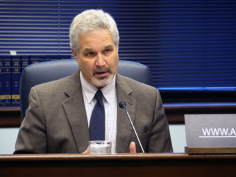 Sen. Pete Kelly, R-Fairbanks, at a Senate Majority press availability, Feb. 22, 2016. (Photo by Skip Gray/360 North)