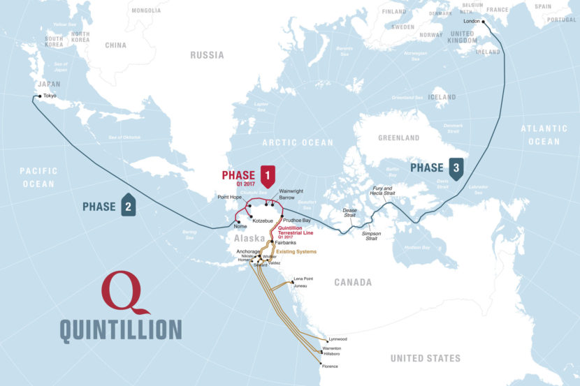 A Quintillion spokesperson says the company should be able to offer broadband to five coastal Alaska communities by early next year. (Image courtesy of Quintillion)