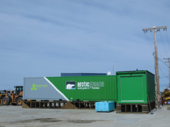 If the pilot phase goes well, Arctic Greens plans to purchase three more hydroponic connexes for the Kotzebue operation. (Photo by Laura Kraegel/KNOM)