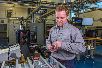 Marc Mueller-Stoffels, program director of ACEP's Power Systems Integration Program, in the Power Systems Integration Laboratory. He's also a research assistant professor with UAF's Institute of Northern Engineering. (Photo courtesy of the University of Alaska Fairbanks)