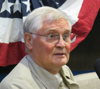 Mike Tauriainen is a delegate from Sterling. Trump wasn’t his first or second choice, but he says he’ll support him. (Photo by Lawrence Ostrovsky)