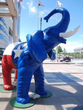 Downtown Cleveland gussied up for the GOP convention. (Photo by Lawrence Ostrovsky)