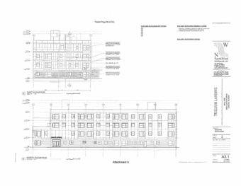 A page from GWD Development's proposal for senior housing, which would include a four-story building with 49 living units. (Image from Regular Commission Meeting Agenda)