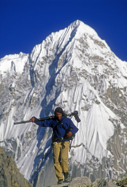 Photographer Jimmy Chin on assignment in the Karakoram mountains of Pakistan.