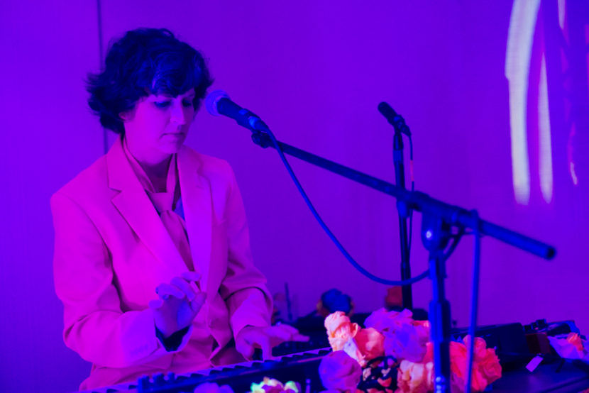 Keyboard player Bridget Kuhar donated a kidney to her now husband George Kuhar who she collaborates with in the band Playboy Spaceman. (Photo by Annie Bartholomew/KTOO)