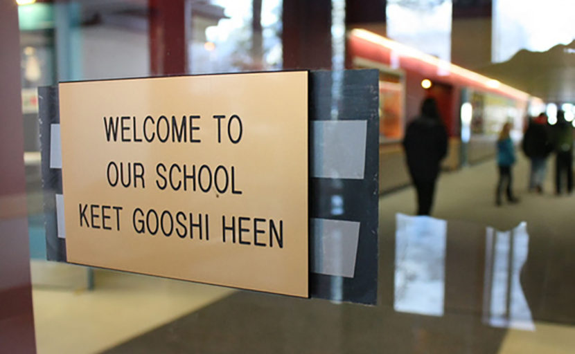 Keet Goshi Heen Elementary School is located at the base of Gavan Hill and may be at moderate landslide risk. (KCAW photo)