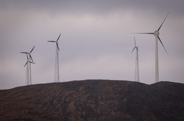 All of the wind turbines are fully repaired and now generating up to 30 percent of the city’s power. (File photo by Matthew F. Smith/ KNOM)