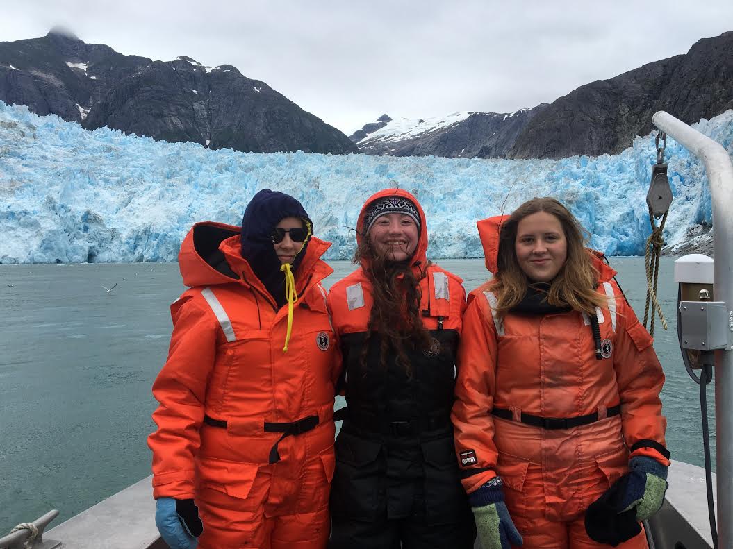 Svea, Vilja and Jillian went on a glacier tour near Petersburg. (Photo courtesy of Bridget Wittstock)