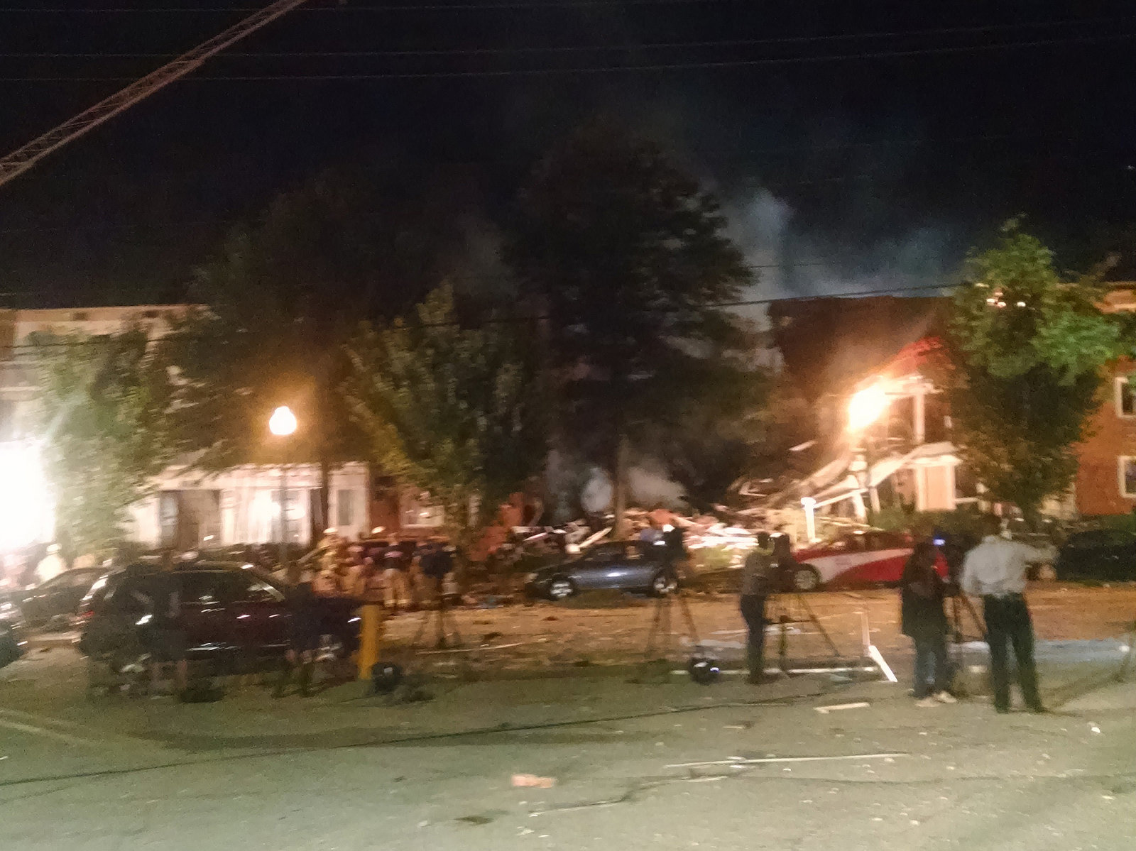 More than 160 firefighters and emergency medical personnel responded to the incident reported just after midnight at the Flower Branch Apartments in Silver Spring, Md. (Montgomery County Fire & Rescue Service, Associated Press)